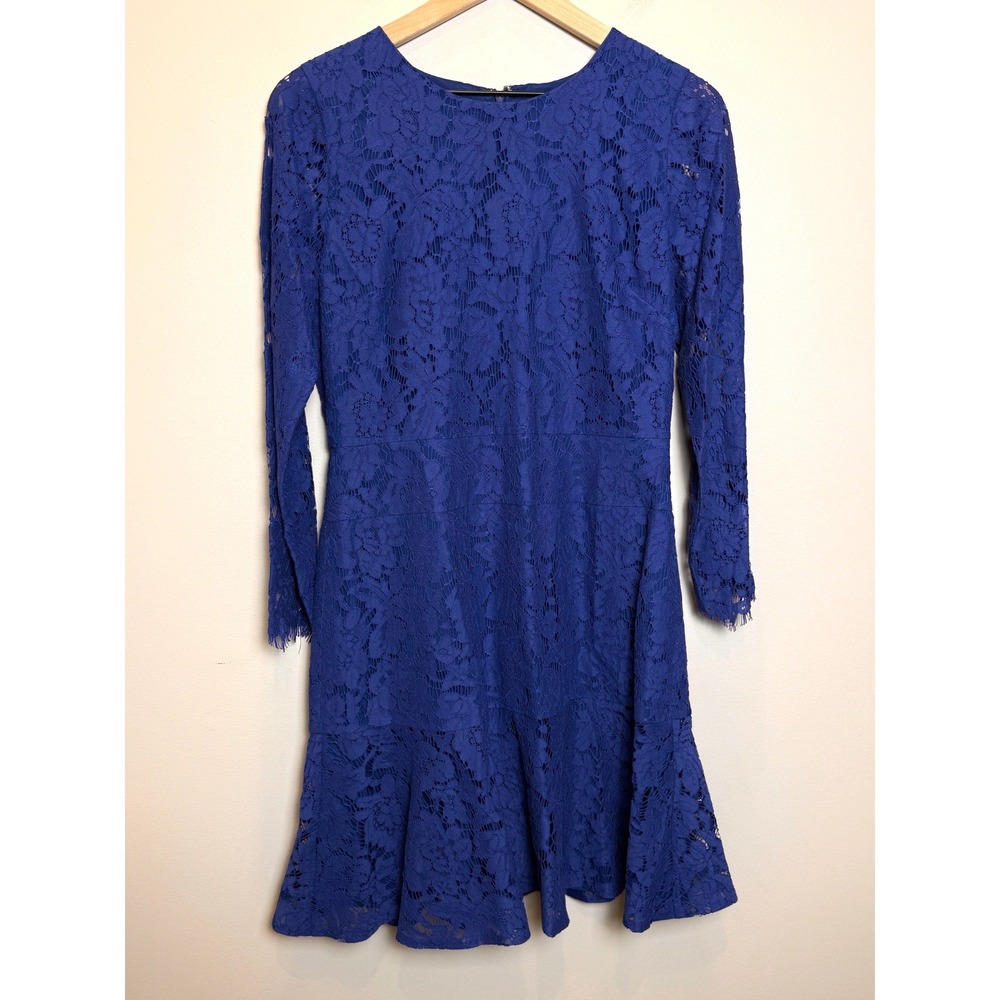 J. Crew 8 Lace Long Sleeve Dress Royal Blue Special Occasion Wedding Guest Chic